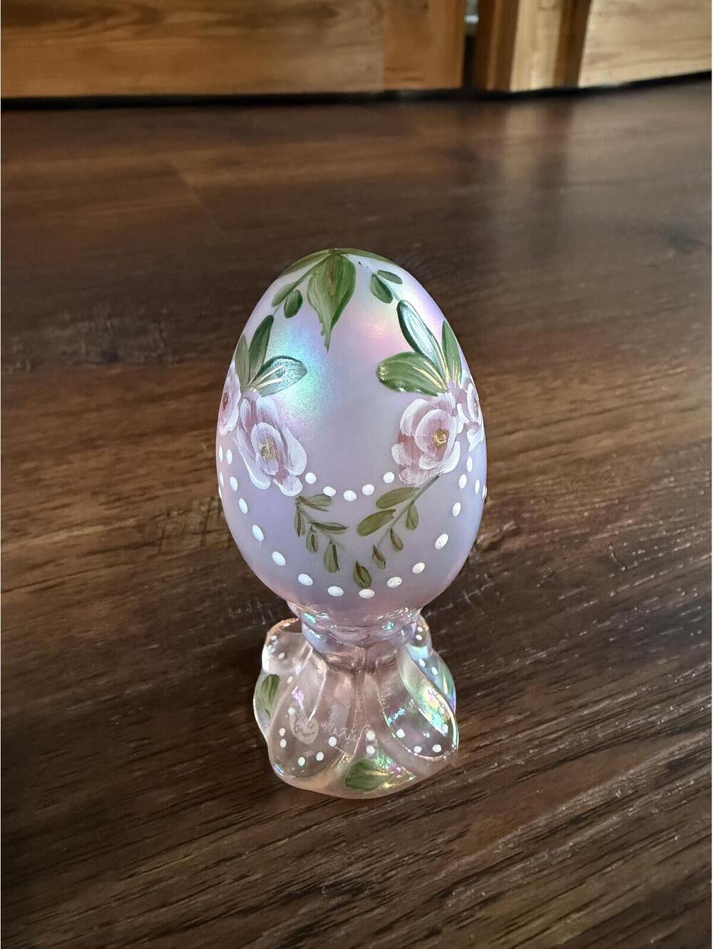 Home Decor | Fenton Hand Painted Iridescent Glass Egg Signed #624/3000 | 1133